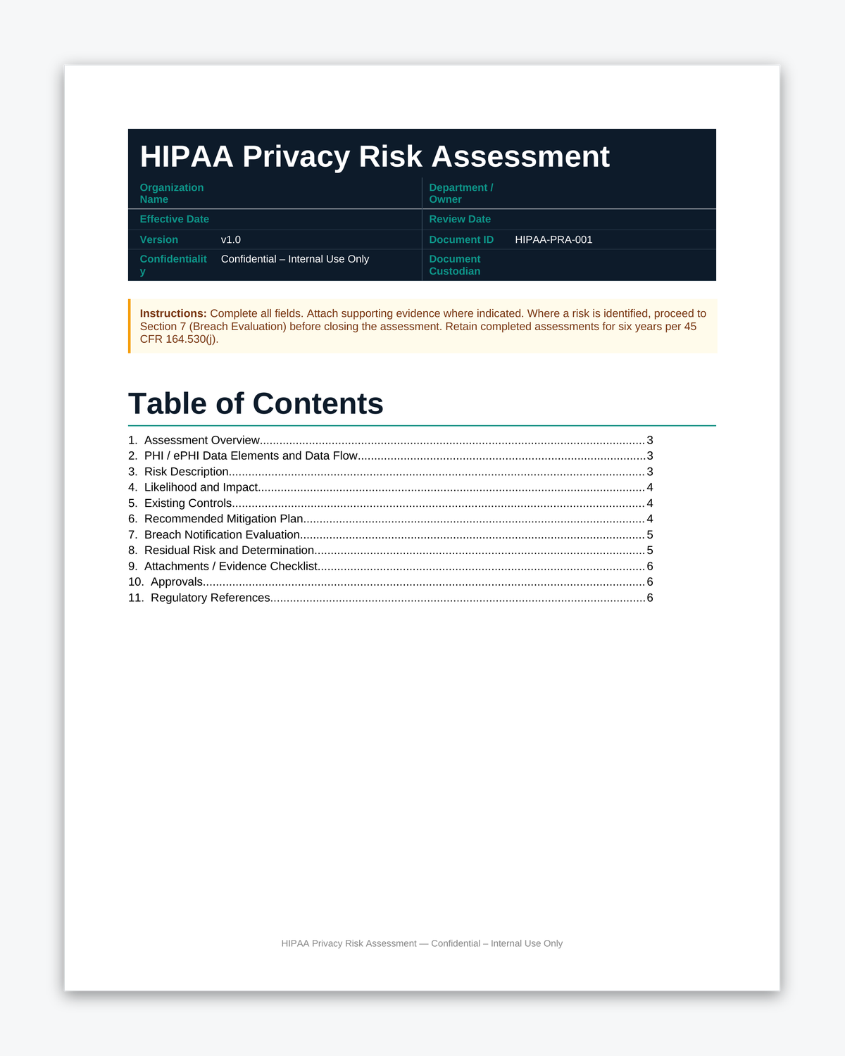 HIPAA Risk Assessment Worksheet - Image 2