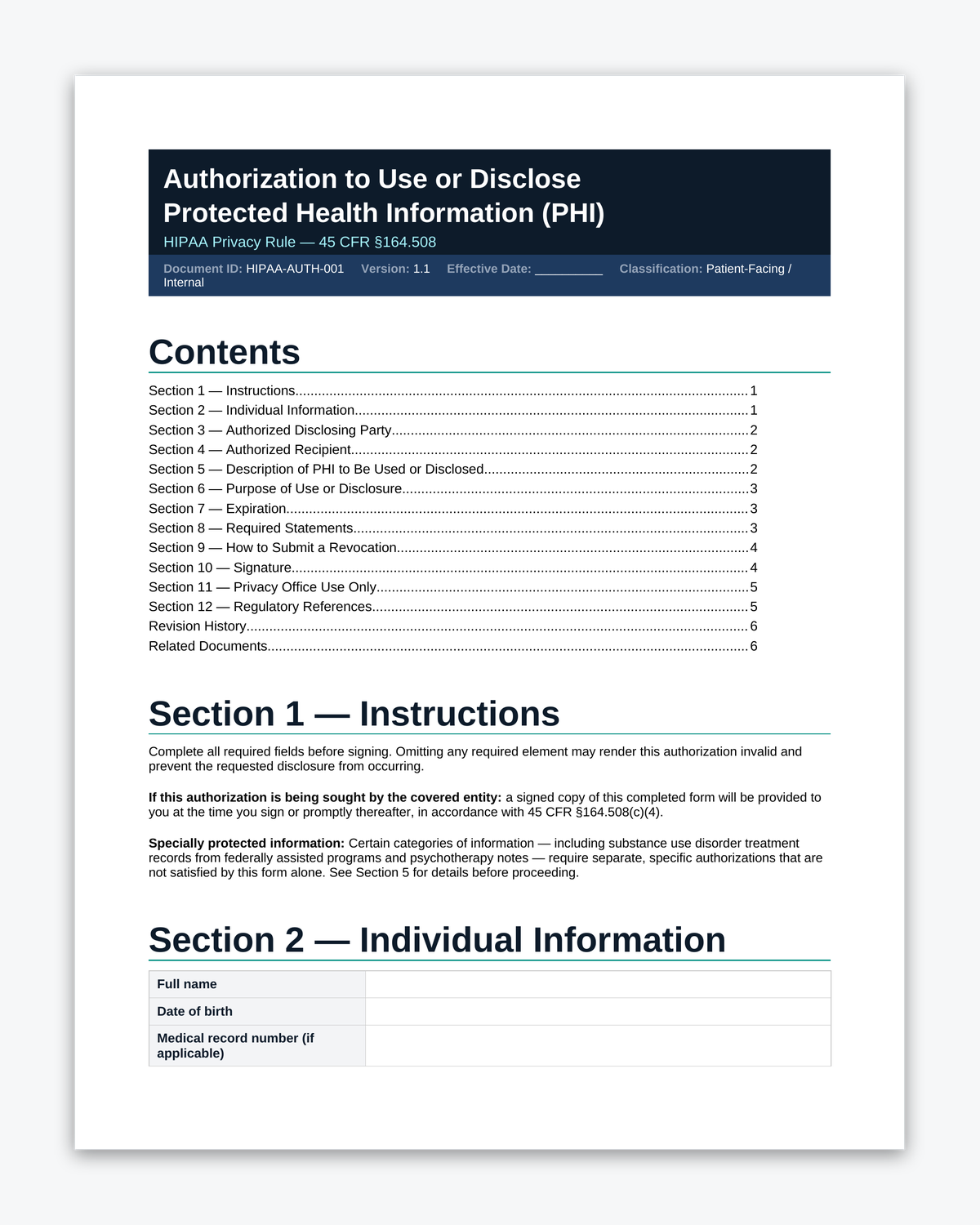 Privacy Authorization to Use or Disclose PHI - Image 5