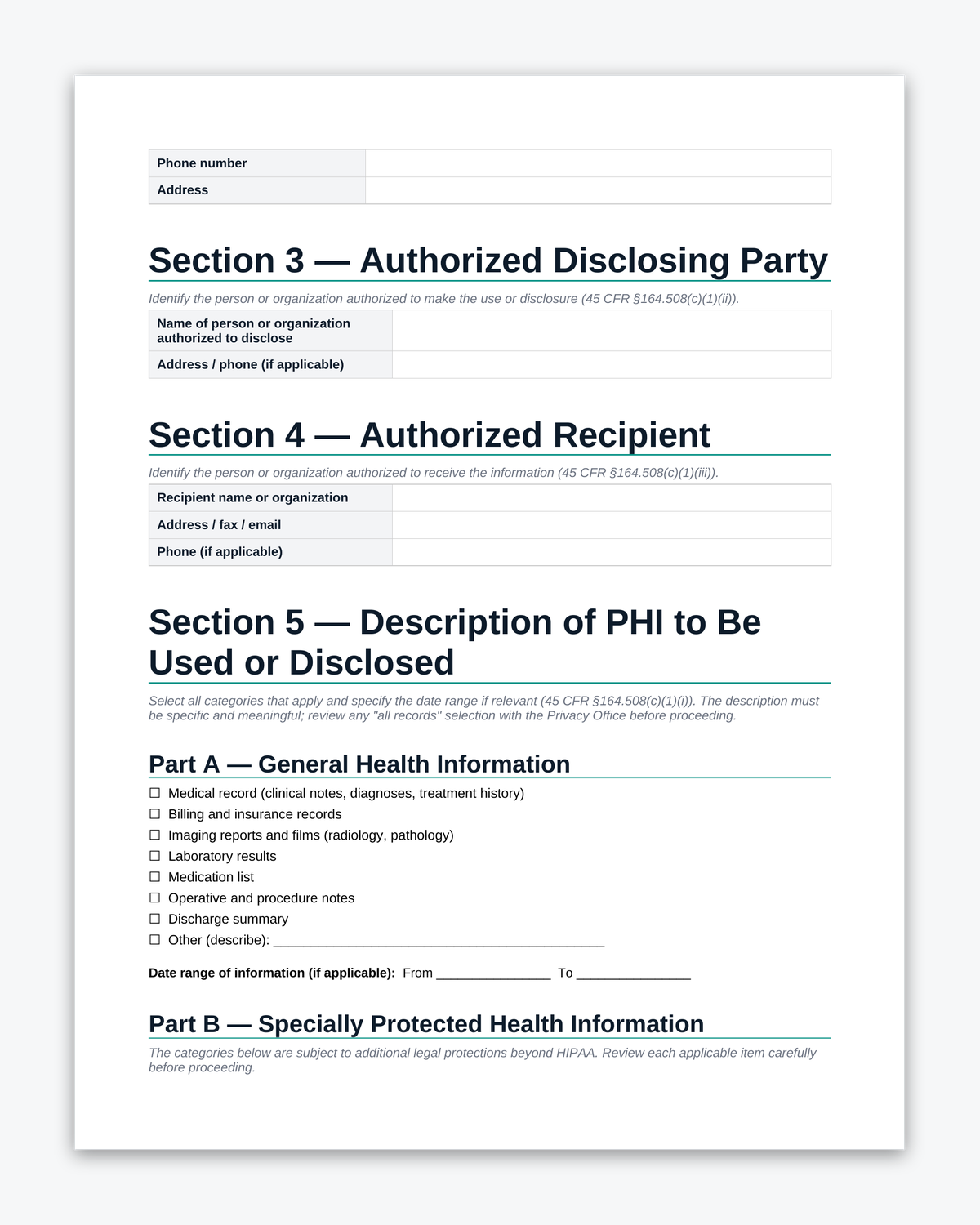 Privacy Authorization to Use or Disclose PHI - Image 4