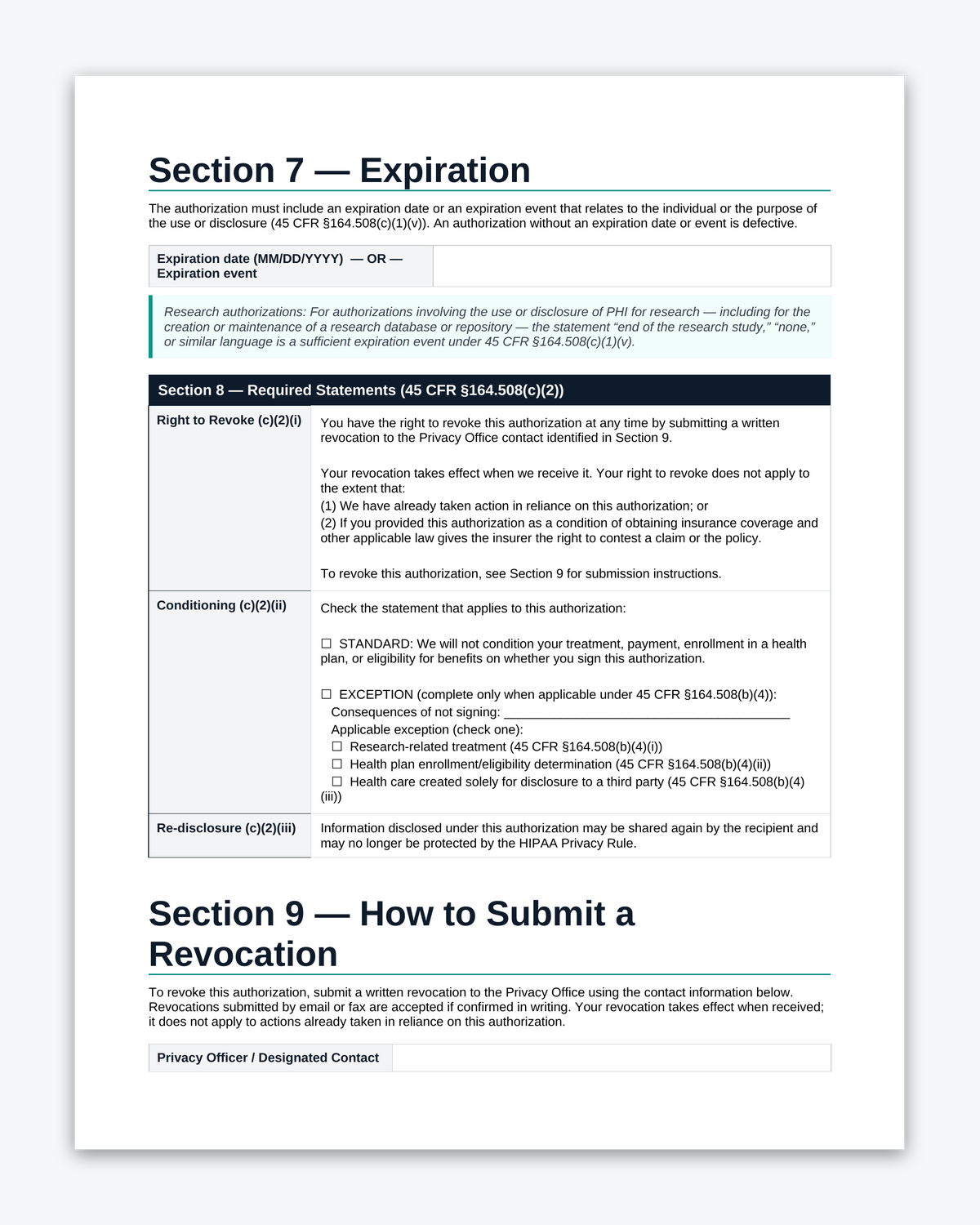 Privacy Authorization to Use or Disclose PHI - Image 3